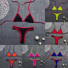 für bikini Set Damen Bademode - Triangel Oberteil Neckholder und für tanga