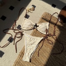 Einfarbiger Mesh für bikini Bademode für Damen mit verstellbarem Kordelzug