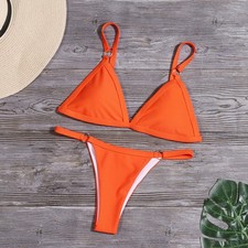 Triangel für bikini Set für Damen für Einfarbig Zweiteiler Polyester Badeanzug