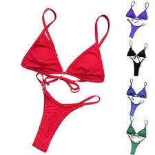 Einfarbige Triangel für bikini Sets für Damen Bademode zum Binden Größen S bis L