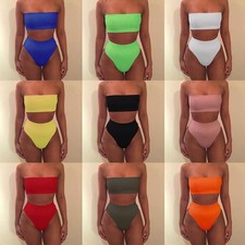 Strand Urlaub Trägerloser für bikini Einfarbig Schwimmen Normale Kleidungslänge