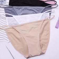 Damen String Bikini Slips Knickers Unterwäsche Sexy Niedrige Taille Seidig Glatt