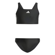 Adidas 3-Stripes V-Back Bikini, schwarz-weiß, für Mädchen, bequem