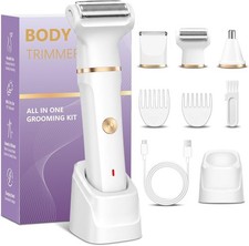 Damenrasierer 3-in-1 Bikini Trimmer Gesichtshaarentferner Nass Trockenrasur Weiß