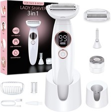 Damenrasierer 3-in-1 für Intimbereich, Gesichtshaarentferner, Nass-Trockenras...