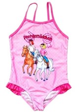 BIBI & TINA 134 140 BADEANZUG ROSA RÜSCHEN PFERDEMÄDCHEN SCHWIMMANZUG EINTEILER