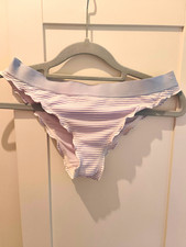 H&M Damen Panty Bikinislip gestreift Hellblau/Weiß, Größe 36, 1er Pack