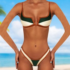 Damen Bikini Set Neckholder Zweiteiliger Badeanzug Für Strand Schwimmbad Party