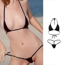 Frauen Sexy Micro Tanga G-String Brasilianischer Mini Top BH Bottom Bikini Sw DF