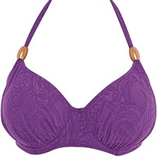 Fantasie Lombok 6007 U/W ungepolstert Plunge Neckholder Bikini Oberteil lila 32E