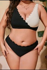 Bikini schwarz/beige in Rippoptik Gr.44/46-3XL Cup C-D w.NEU