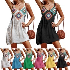 Damen Kleid Bikini Top Abdeckung Kleid Rücken frei Kleid Dünne Träger Leicht