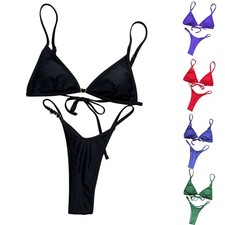 Damen für bikini Sets Triangel Style Bademode zum Binden Einfarbig Beachwear