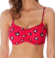 Freya Wildcat Bralette Bikini Oberteil Gr.34DD Bügel Multiway Rot Animal 6882