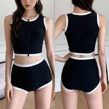 Damen Sommer Bademode Set Schwarz Polyester für slim Fit für bikini für Urlaub