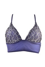 AGENT PROVOCATEUR Damen Bikini Oberteil Spitze Glitzer ohne Bügel Blau Größe S