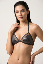 AGENT PROVOCATEUR Damen Bikini Oberteil transparent elegant Netz schwarz Größe S