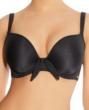 Freya Deco Swim Bikini Oberteil Schwarz Gr. 32C Gepolstert Form Plunge BH 3284 NEU