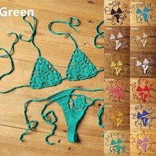 Sexy Schwarz Häkel Schnürung für tanga Strand Bademode Sexy Badeanzug BH Set