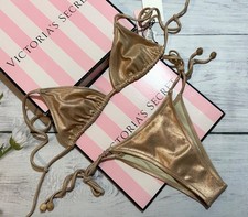 TROPIC OF C Äquator Bikini Oberteil Brasilianische Unterteile Gold S 180 $