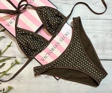 Victoria's Geheimnis PINK Von Frankies Umhang May Bikine Satz Punkte Brown XL