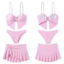 Bikini-Set mit Rock 3-teilig Dopamin-Motiv Polyester Bademode Damen
