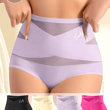 Damen Bikinislip Panty 4er Pack High-Waist 100% Nylon atmungsaktiv mehrfarbig