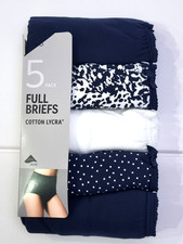 Ex M & S Damen 5er Pack Baumwolle Lycra Voll Slips Slips Unterwäsche Größen 8 bis 28