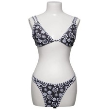 Bikini, Größe: L, Elasthan/Polyester, Schwarz/Weiß, Blumen #UwB