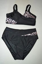 *NEU* 2 teiliger High Waist Wickel Bikini im sportlichen LeoLook, Gr. L 44 46