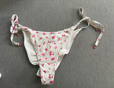 Censored Damen Bikini-Unterteil Brazilian XLWeiß Erdbeer-Muster mit Bindebändern