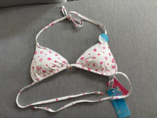 Censored Triangel Bikini-Top Neckholder Erdbeer-Muster weiß/rosa Gr. L