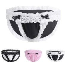 Herren Unterwäsche Spitze for rand Briefs Pouch Lingerie for bikini Unterhosen