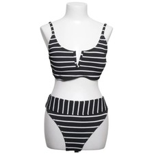 Cupshe, Bikini, Größe: M, Elasthan/Polyester, Schwarz/Weiß, Streifen #Hek