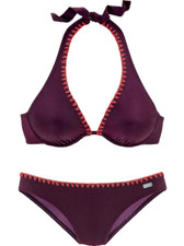 Aubergine Lila Bikini 16 E Cups 16E Neckholder Bügel herausnehmbare Pads Schwimmen