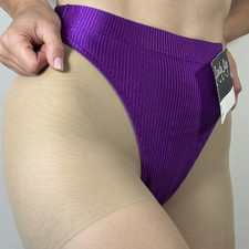 Candy Jay Vintage 80s–90s Purple Ribbed High Cut Bikini Briefs S